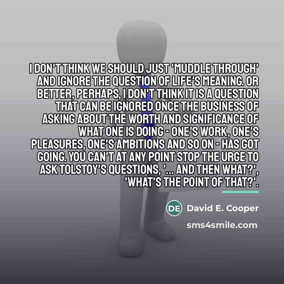 “I don't think we should just 'muddle through' and ignore…” quote by David E. Cooper