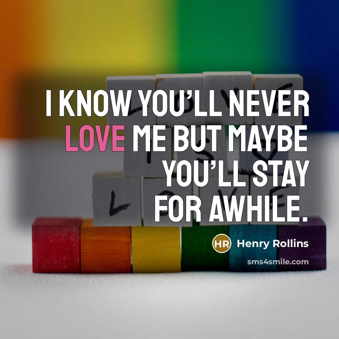 “I know you’ll never love me but maybe you’ll stay…” quote by Henry Rollins