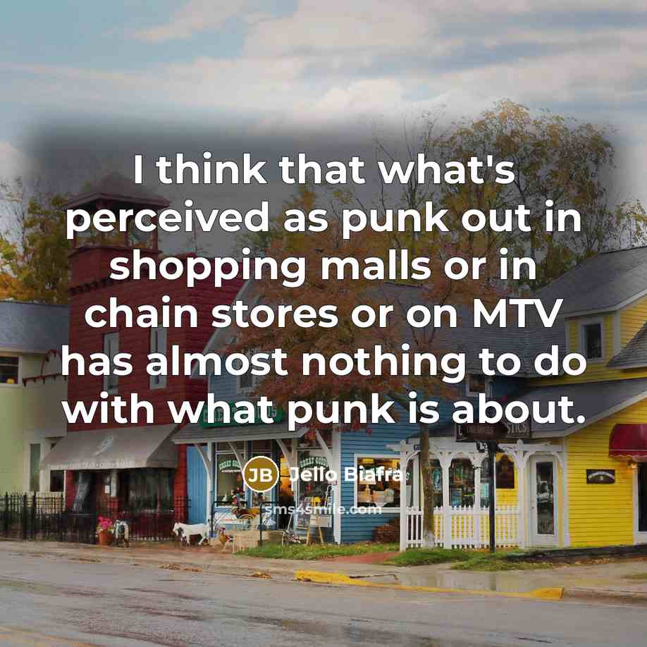 “I think that what's perceived as punk out in shopping…” quote by Jello Biafra