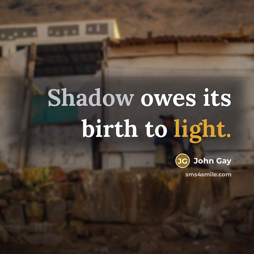 “Shadow owes its birth to light.…” quote by John Gay