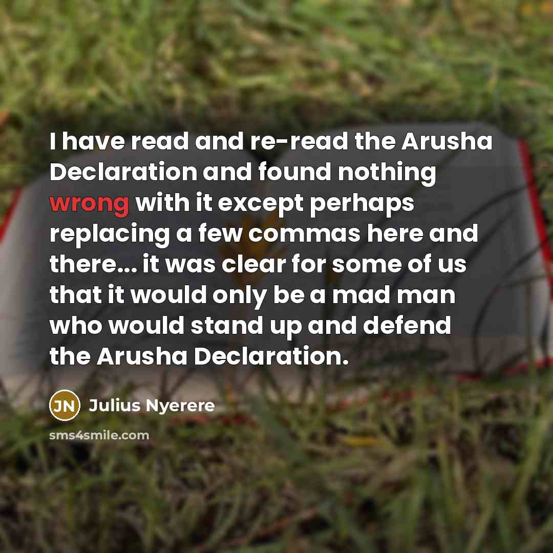 “I have read and re-read the Arusha Declaration and found…” quote by Julius Nyerere