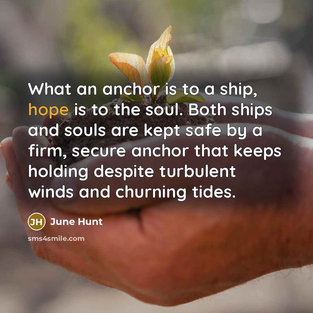 “What an anchor is to a ship, hope is to…” quote by June Hunt
