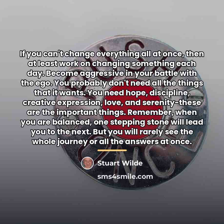 “If you can't change everything all at once, then at…” quote by Stuart Wilde