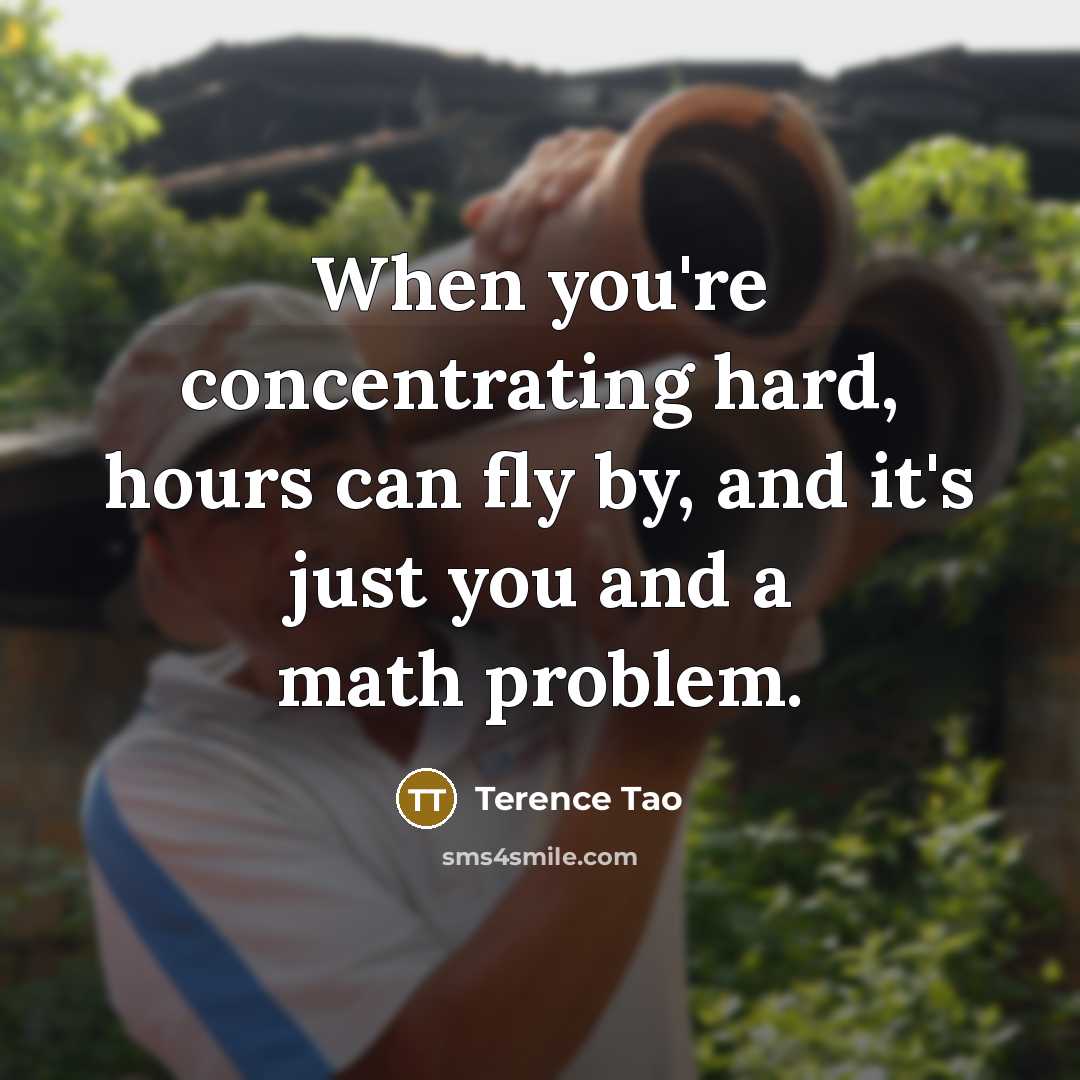 “When you're concentrating hard, hours can fly by, and it's just you and a math problem.” quote by Terence Tao