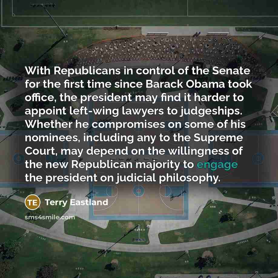 “With Republicans in control of the Senate for the first…” quote by Terry Eastland