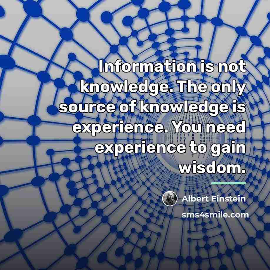 “Information is not knowledge. The only source of knowledge is…” quote by Albert Einstein