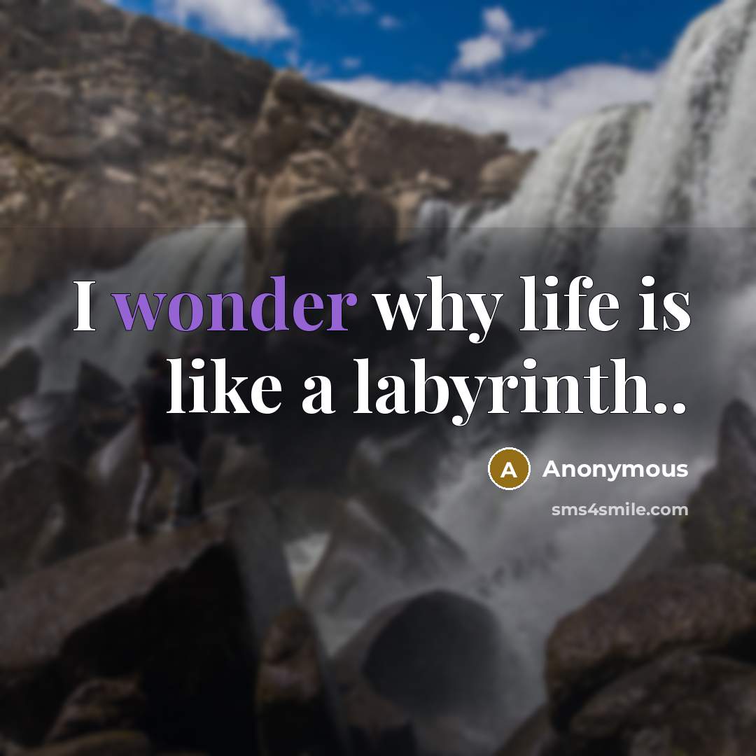 “I wonder why life is like a labyrinth..…” quote by Anonymous