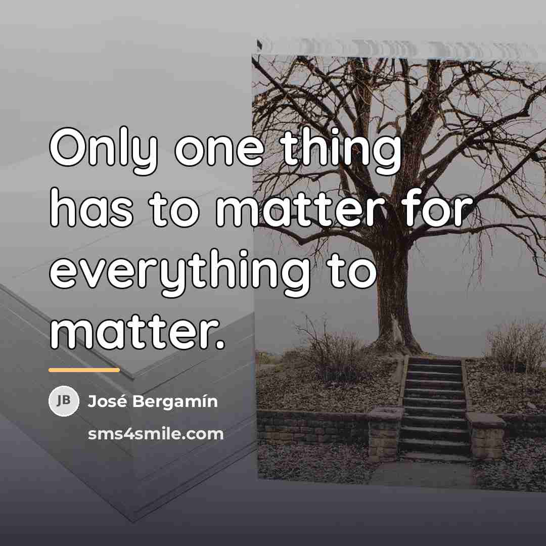 “Only one thing has to matter for everything to matter.…” quote by Jose Bergamin