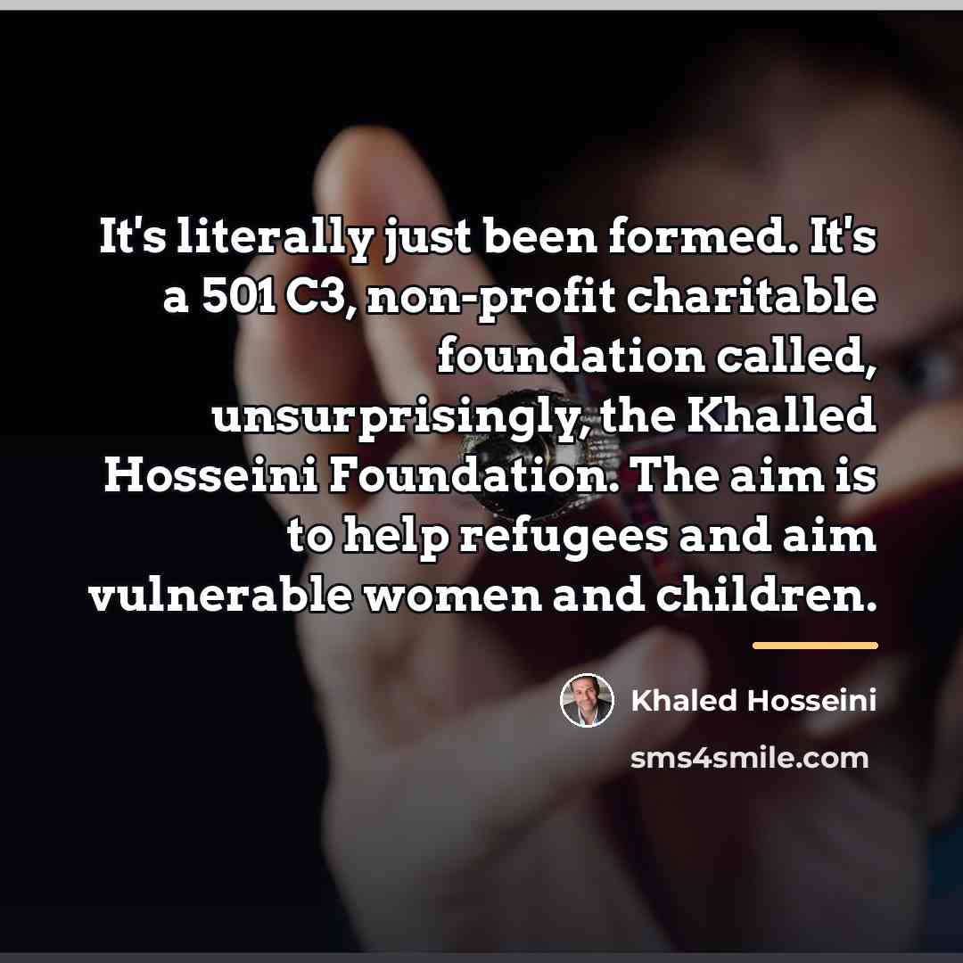 “It's literally just been formed. It's a 501 C3, non-profit…” quote by Khaled Hosseini