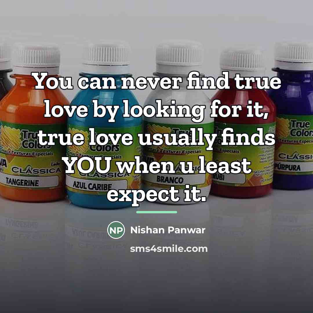 “You can never find true love by looking for it,…” quote by Nishan Panwar