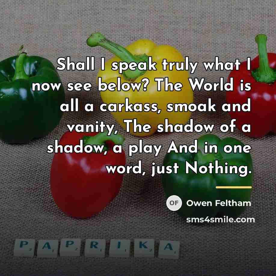 “Shall I speak truly what I now see below? The…” quote by Owen Feltham