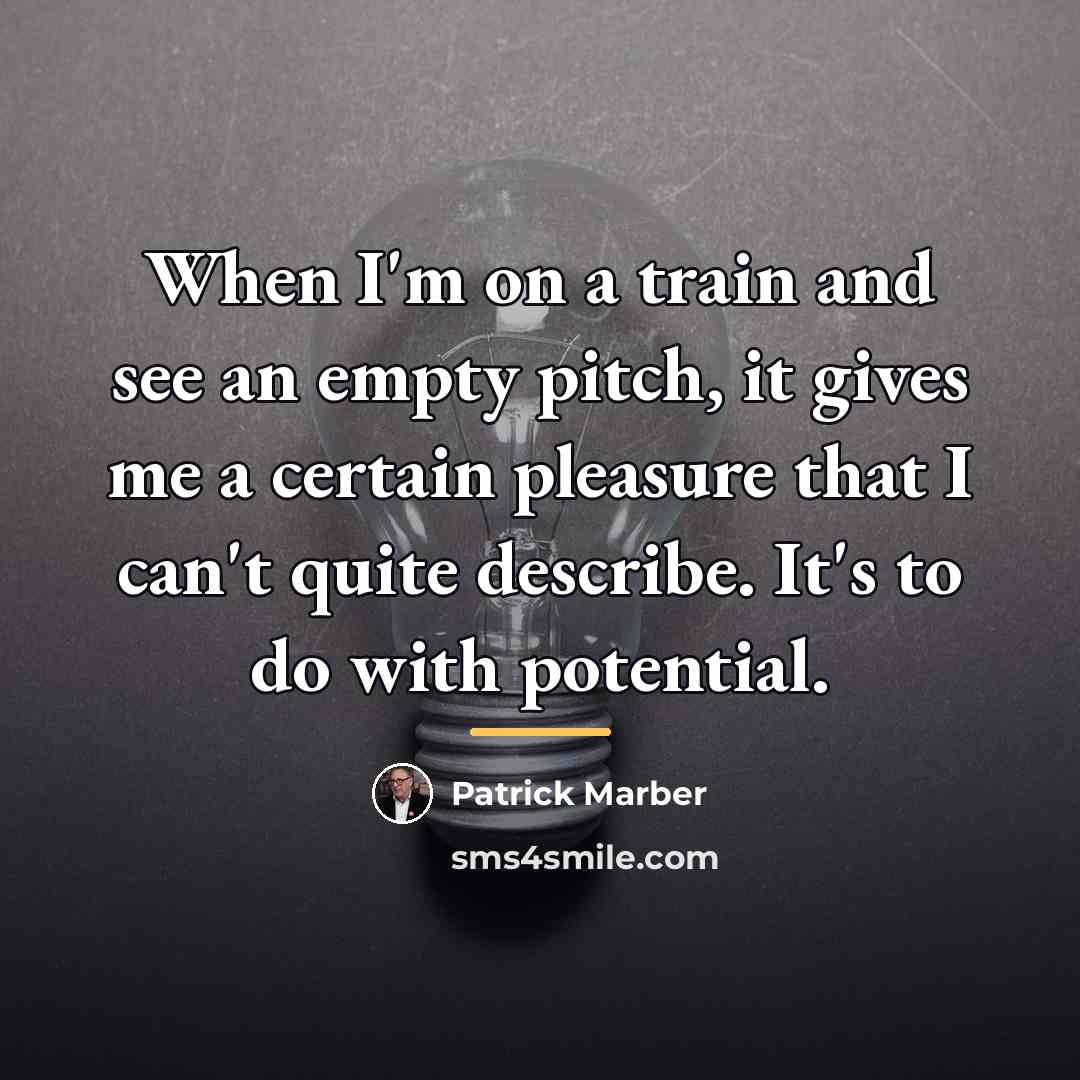 “When I'm on a train and see an empty pitch,…” quote by Patrick Marber