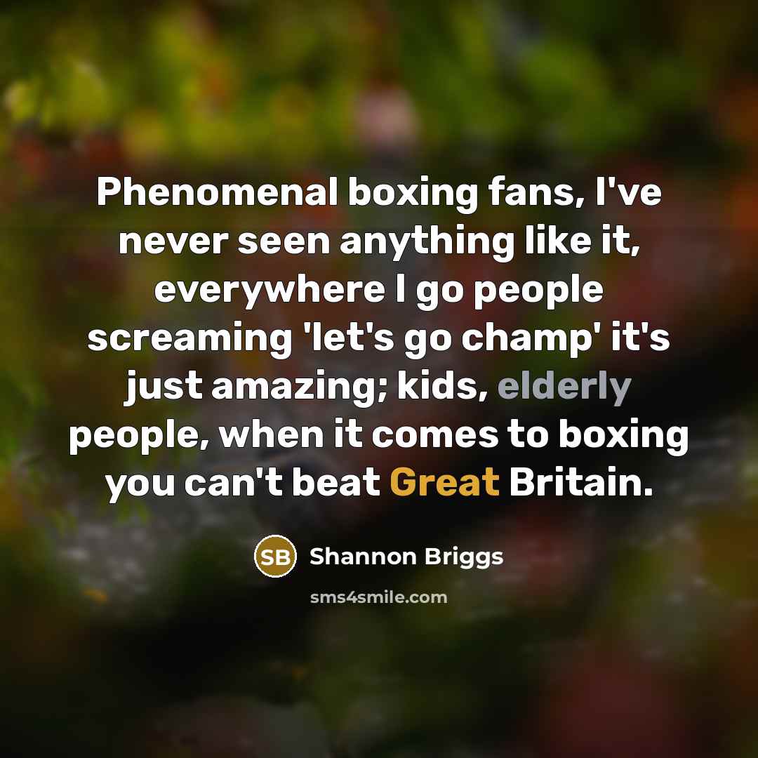 “Phenomenal boxing fans, I've never seen anything like it, everywhere…” quote by Shannon Briggs