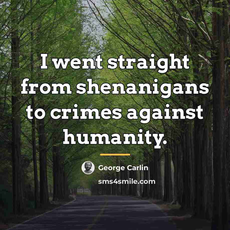 “I went straight from shenanigans to crimes against humanity.…” quote by George Carlin