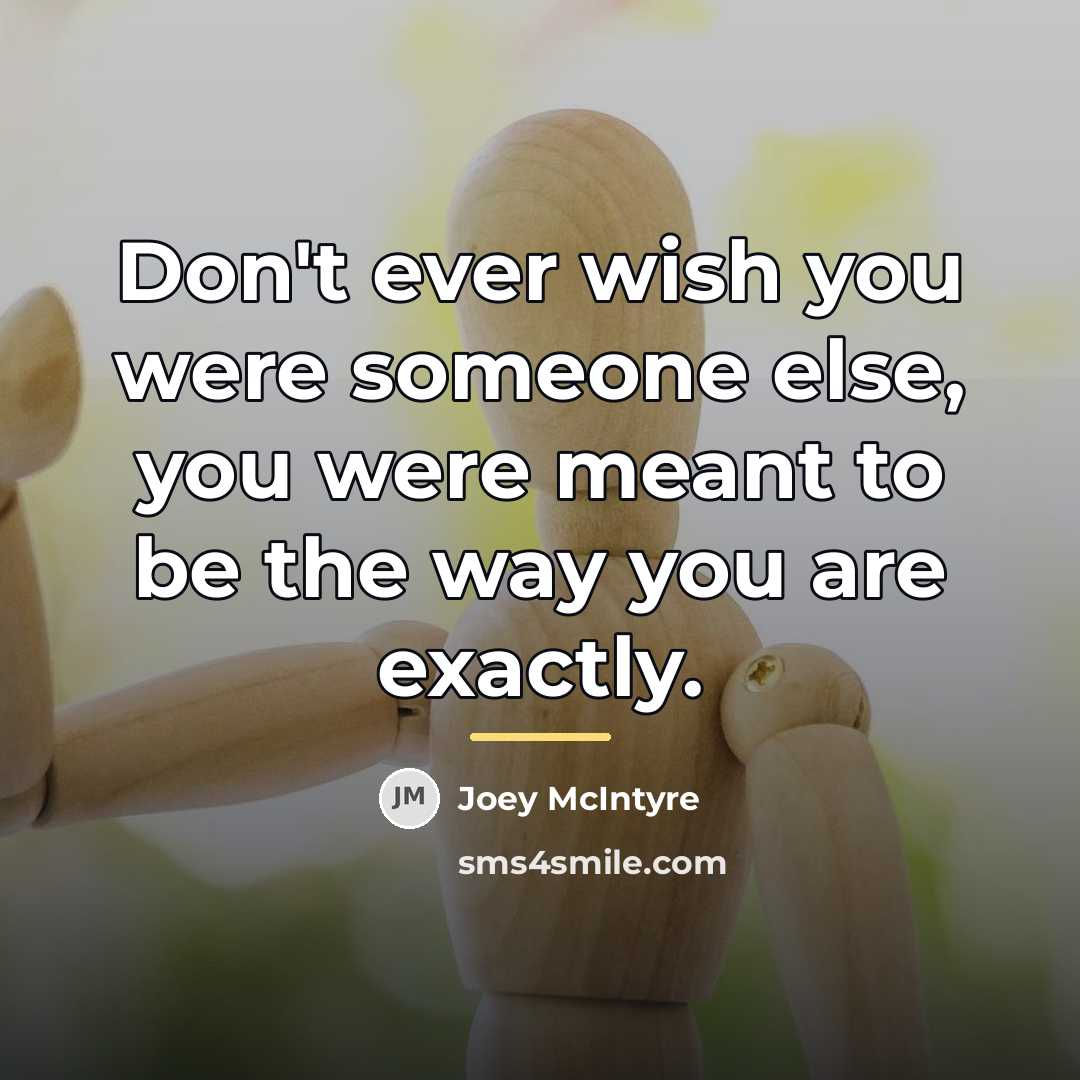 “Don't ever wish you were someone else, you were meant…” quote by Joey McIntyre