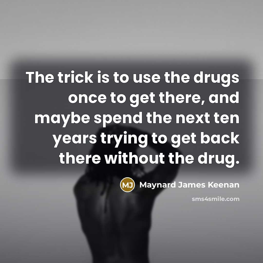 “The trick is to use the drugs once to get…” quote by Maynard James Keenan