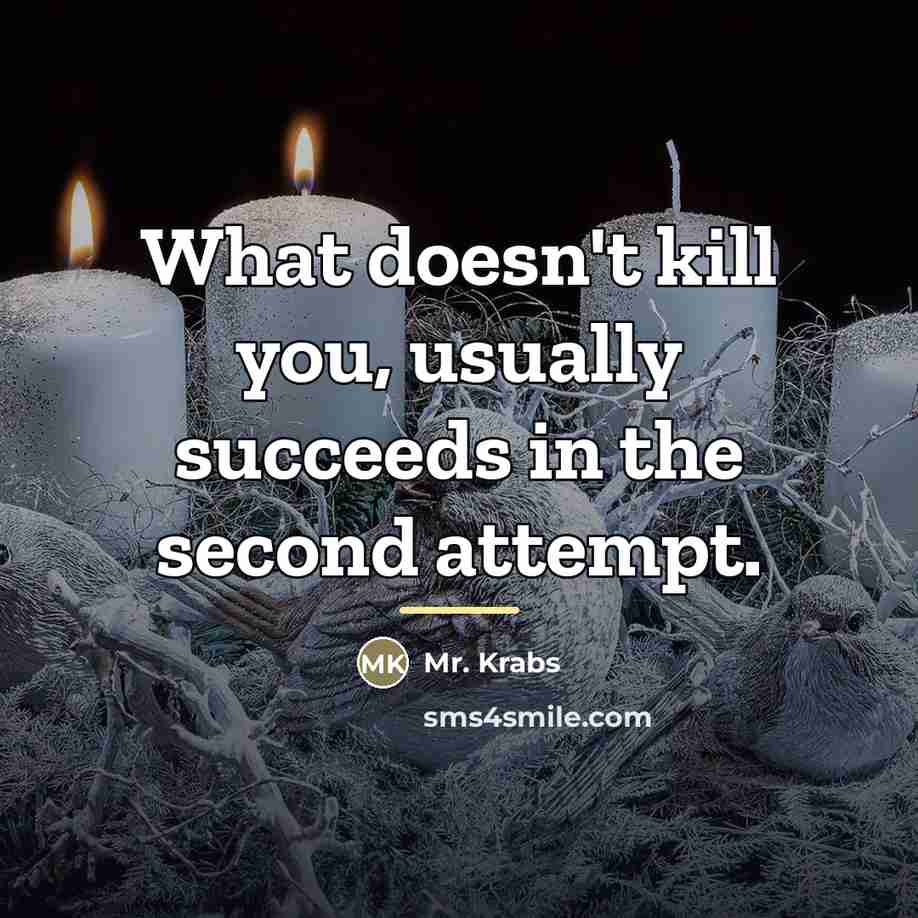 “What doesn't kill you, usually succeeds in the second attempt.…” quote by Mr. Krabs