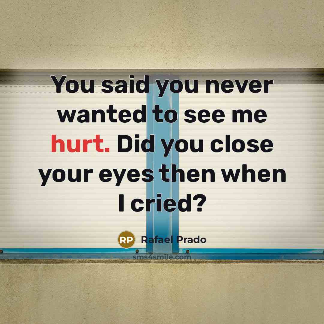 “You said you never wanted to see me hurt. Did…” quote by Rafael Prado