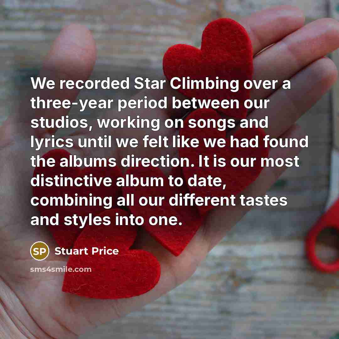 “We recorded Star Climbing over a three-year period between our…” quote by Stuart Price