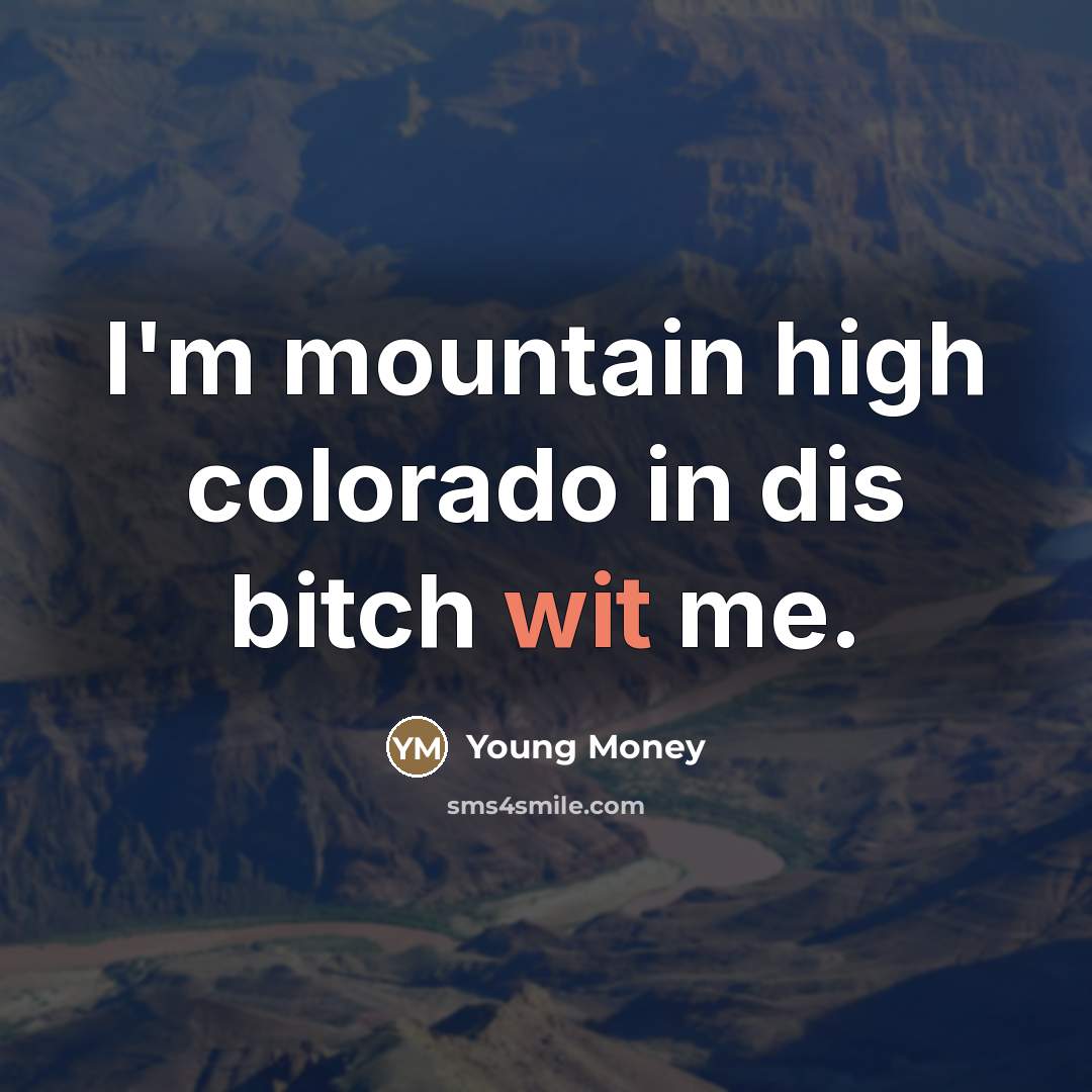 “I'm mountain high colorado in dis bitch wit me.…” quote by Young Money