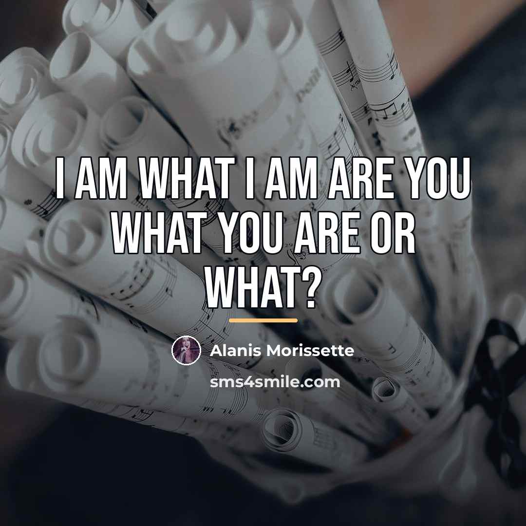 “I am what I am Are you what you are…” quote by Alanis Morissette