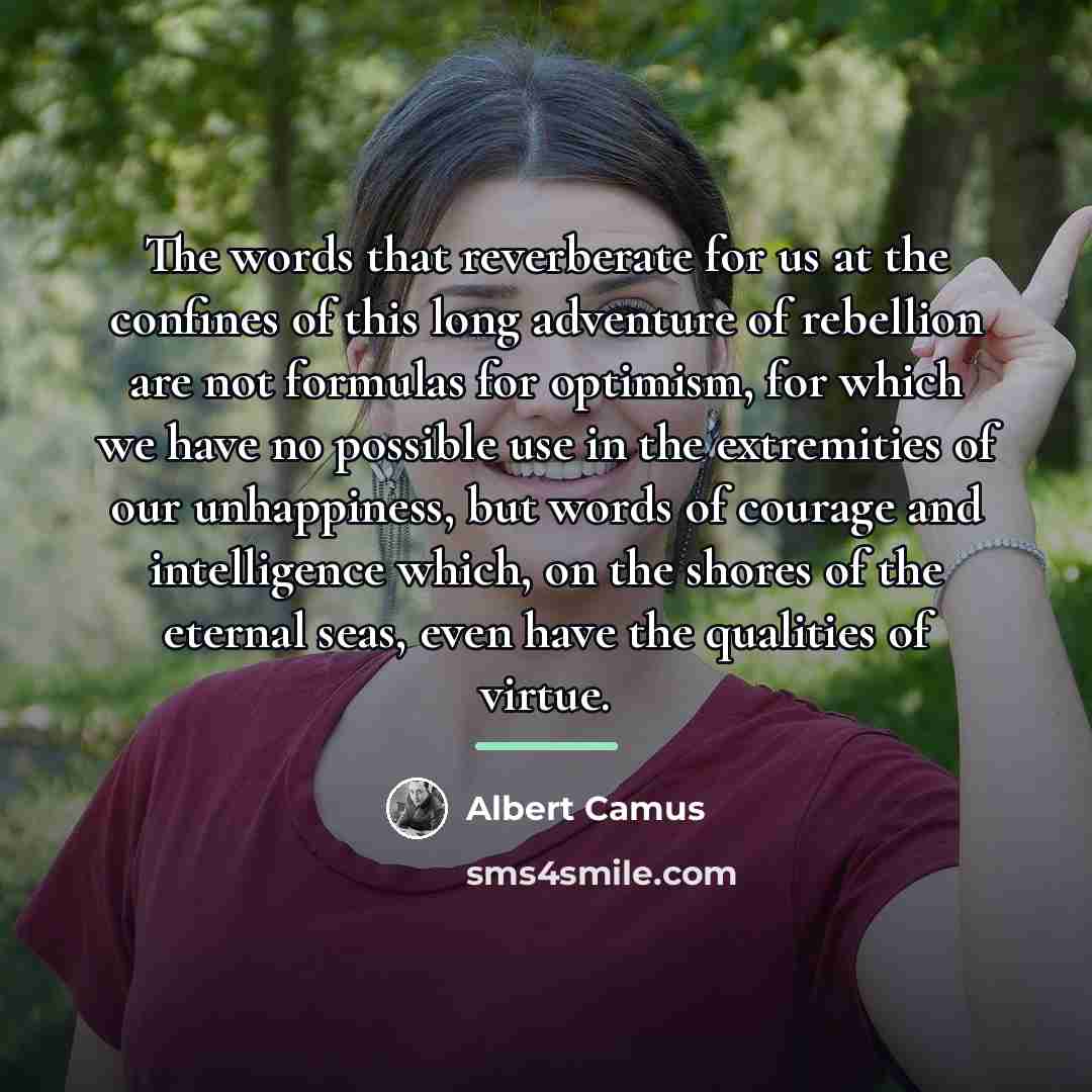 “The words that reverberate for us at the confines of…” quote by Albert Camus