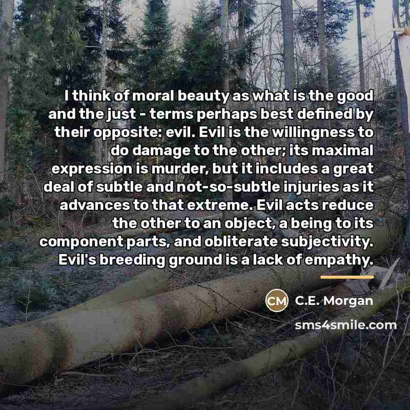 “I think of moral beauty as what is the good…” quote by C.E. Morgan