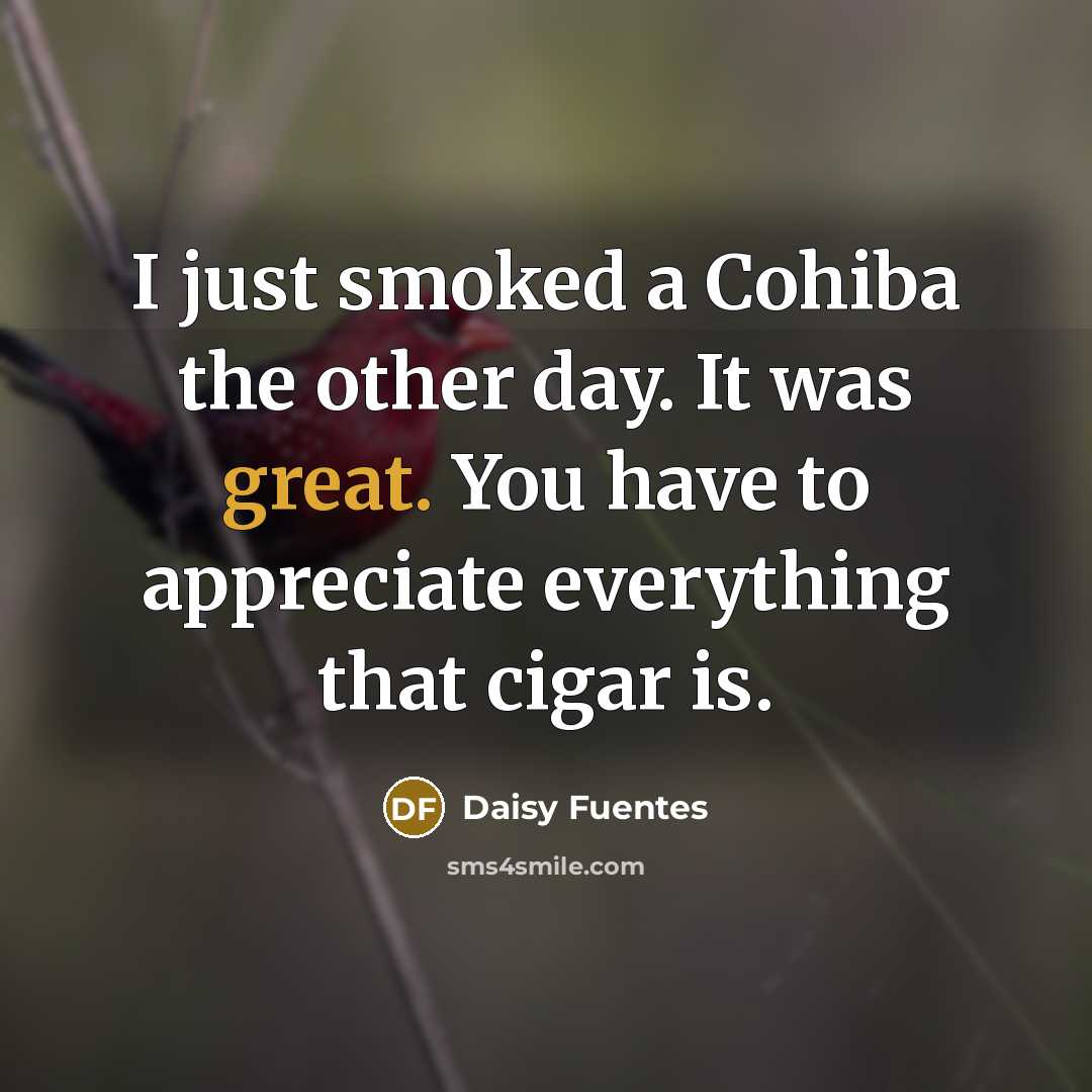 “I just smoked a Cohiba the other day. It was…” quote by Daisy Fuentes