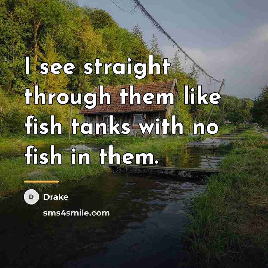 “I see straight through them like fish tanks with no…” quote by Drake