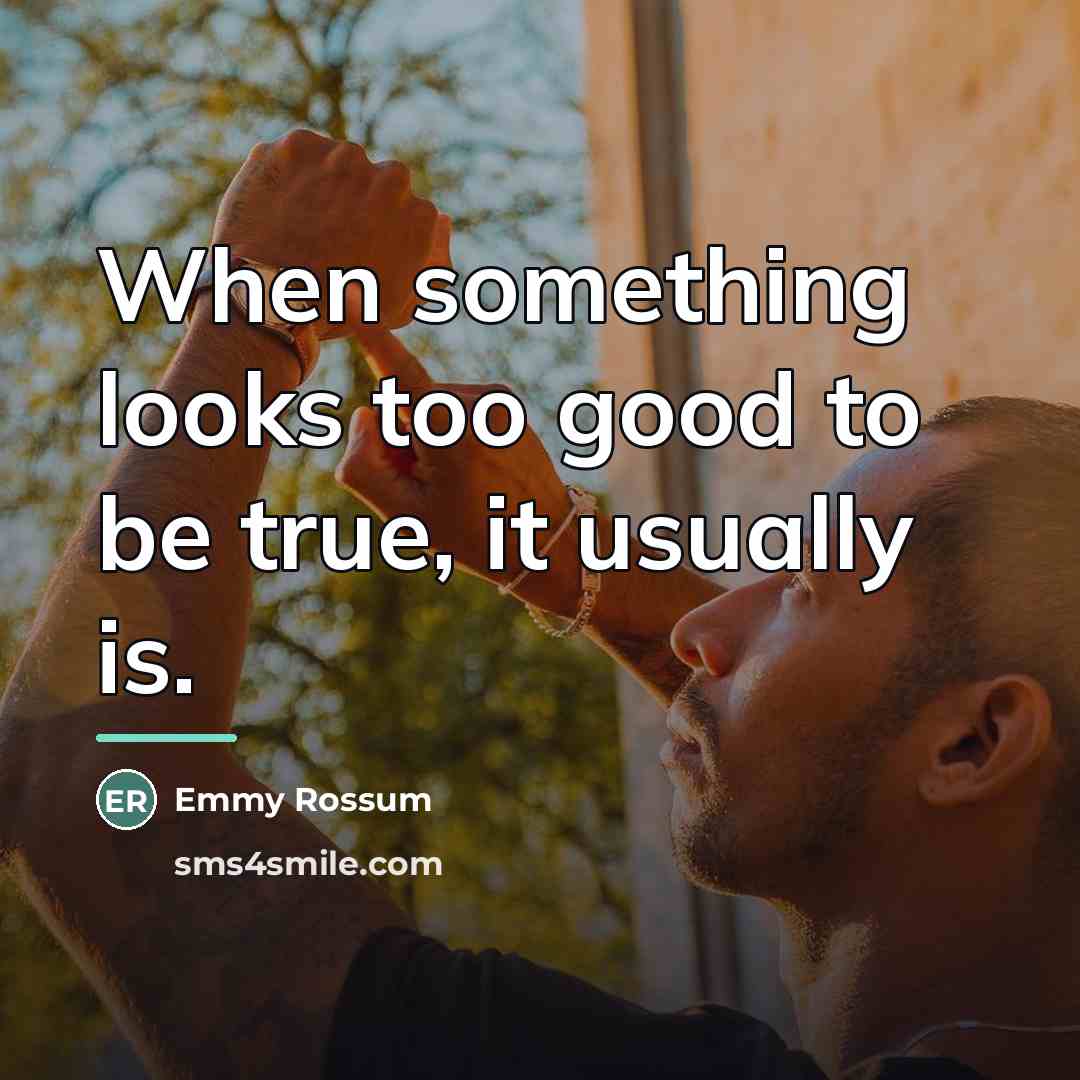“When something looks too good to be true, it usually…” quote by Emmy Rossum