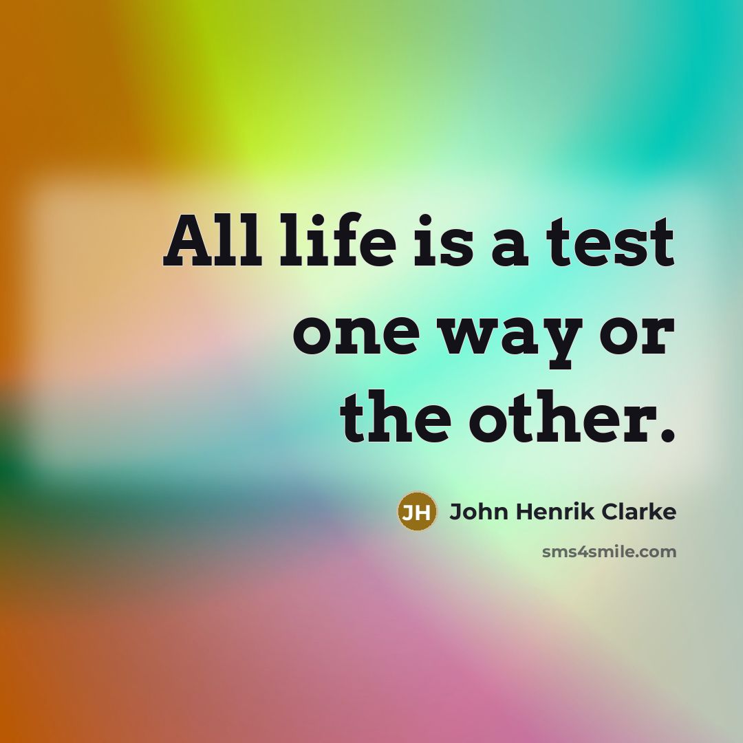 “All life is a test one way or the other.…” quote by John Henrik Clarke