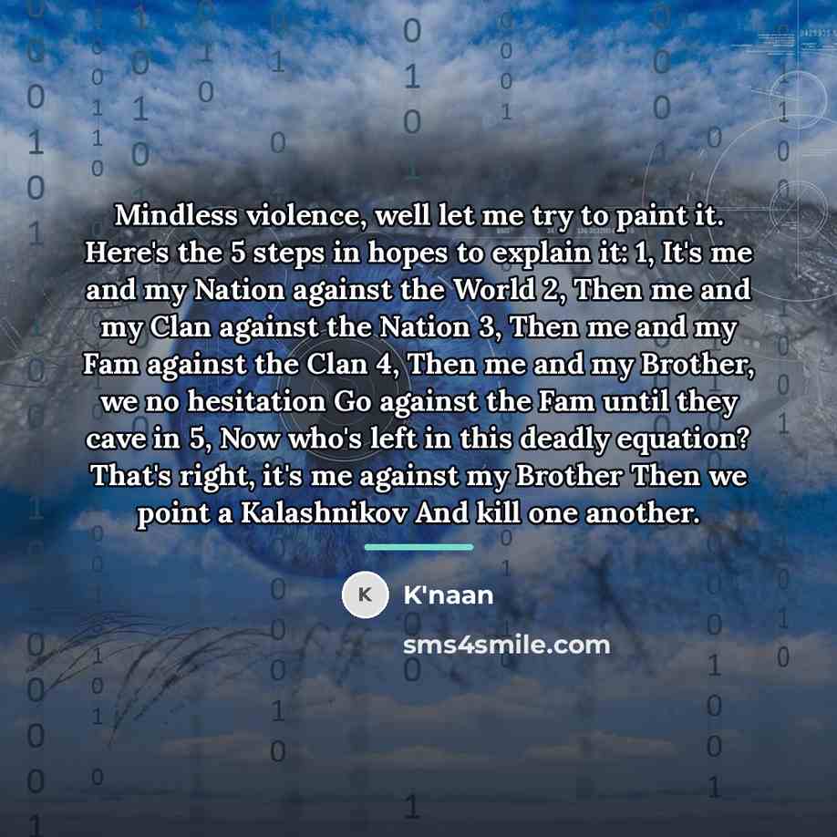 “Mindless violence, well let me try to paint it. Here's…” quote by K'naan