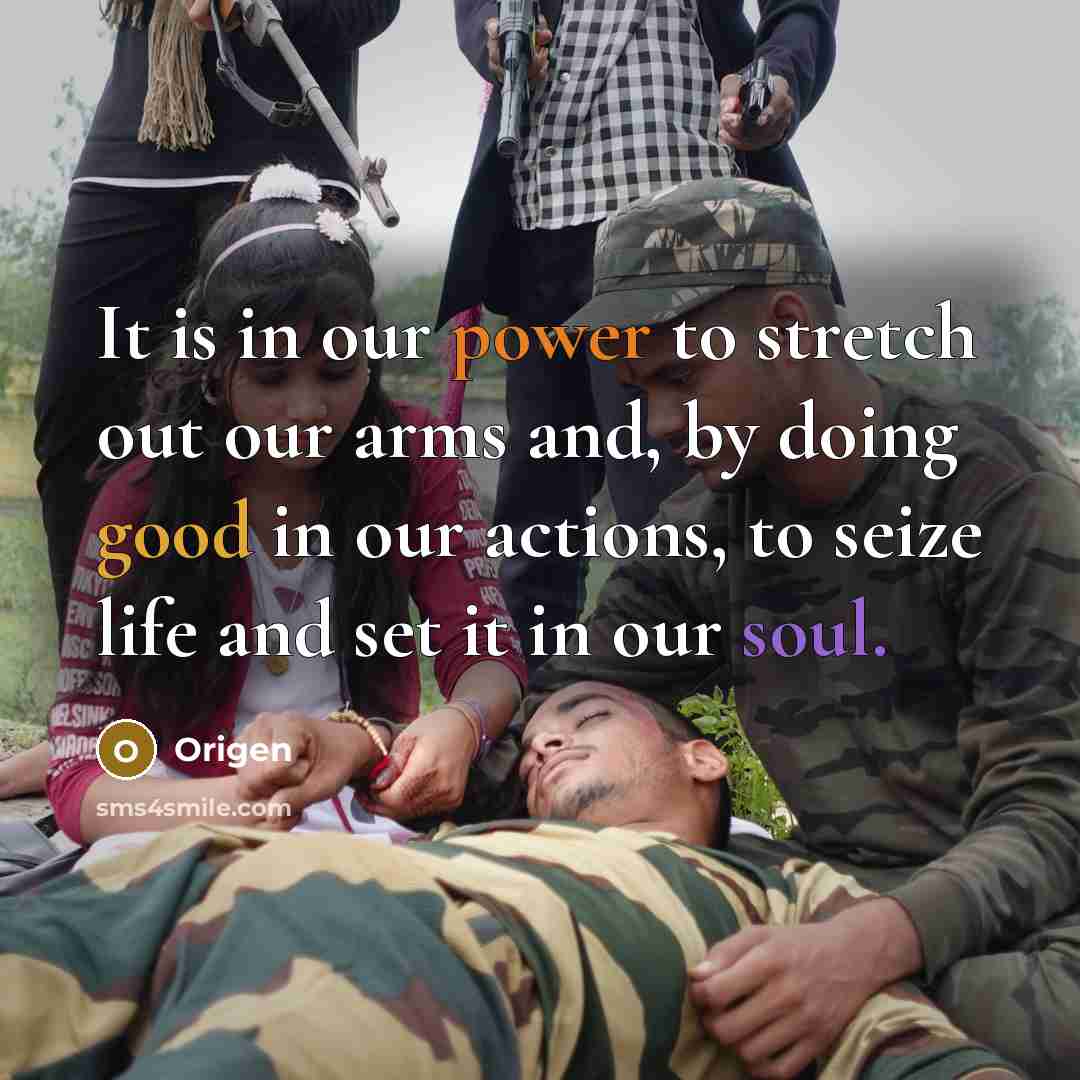 “It is in our power to stretch out our arms…” quote by Origen