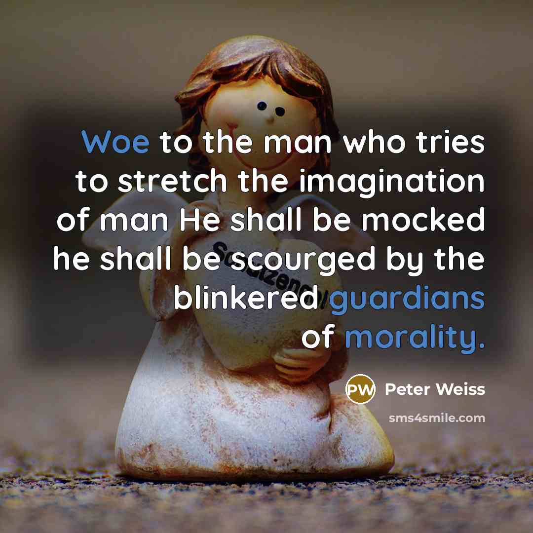 “Woe to the man who tries to stretch the imagination…” quote by Peter Weiss