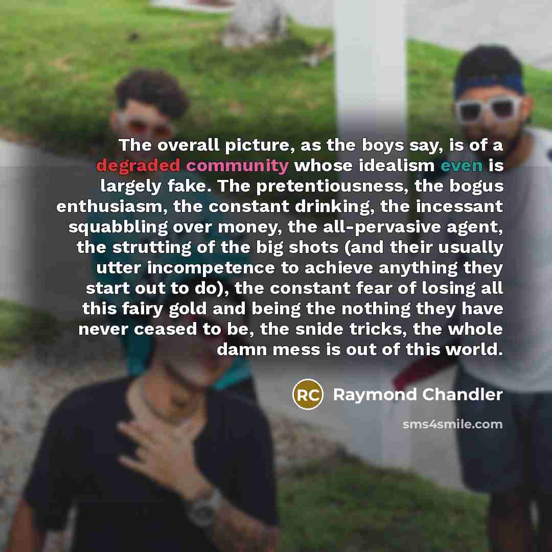 “The overall picture, as the boys say, is of a…” quote by Raymond Chandler