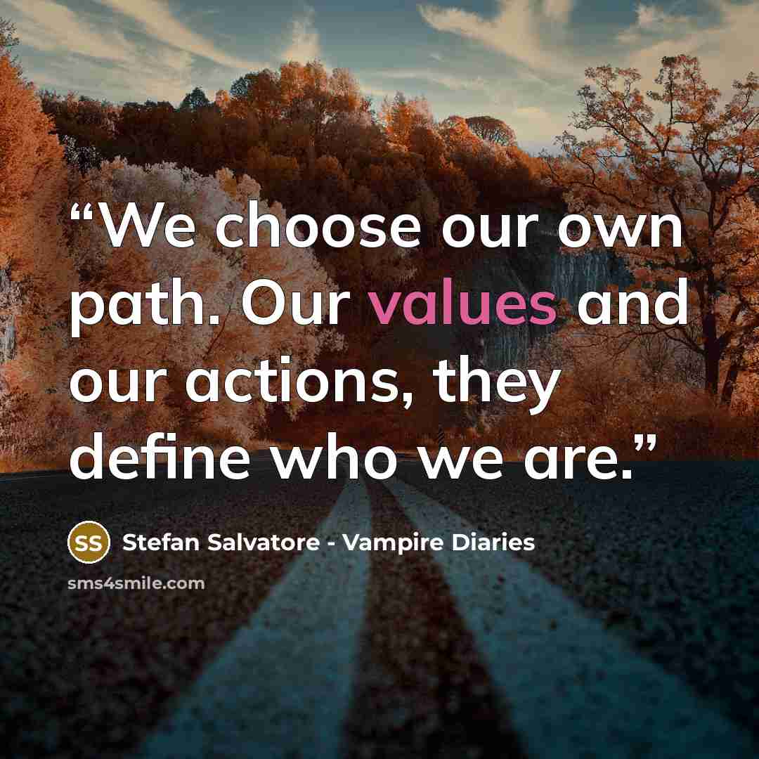 “We choose our own path. Our values and our actions, they define who we are.” quote by Stefan Salvatore - Vampire Diaries