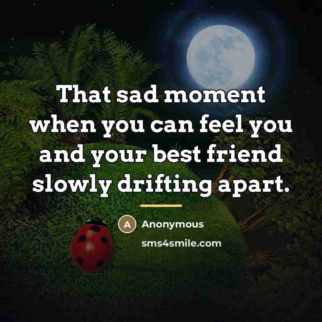 “That sad moment when you can feel you and your…” quote by Anonymous