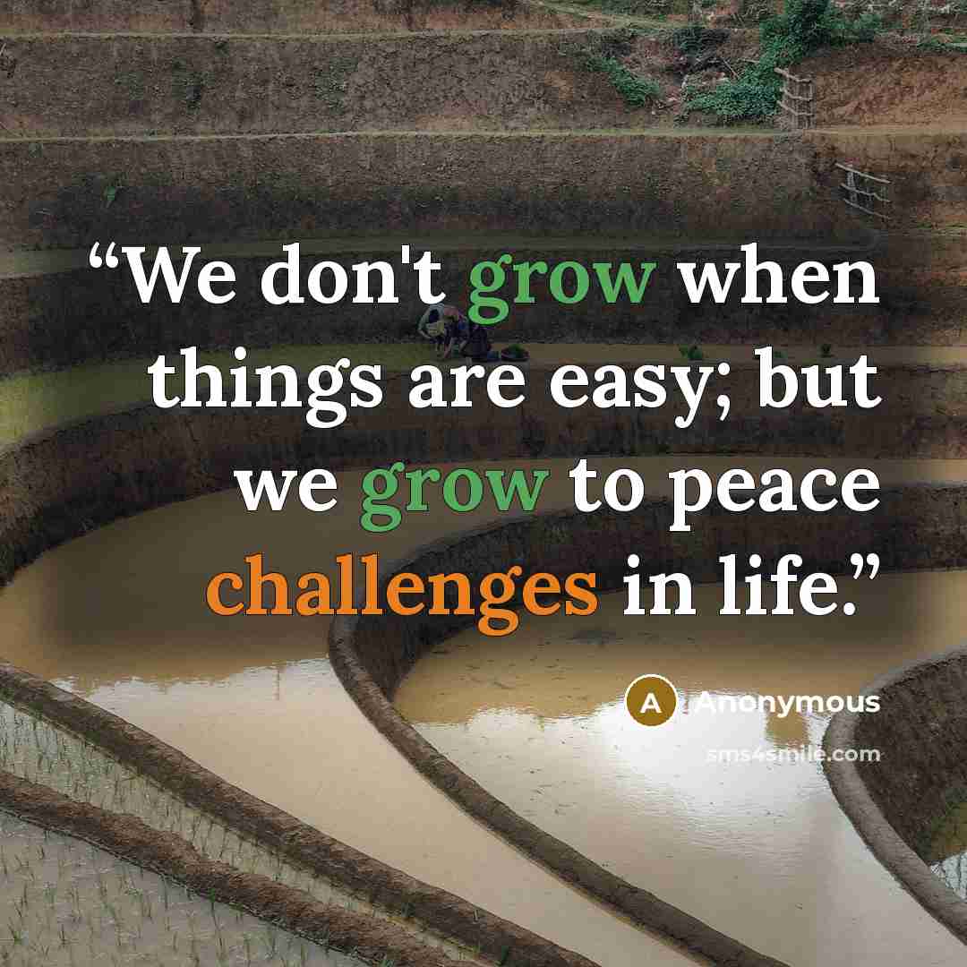 “We don't grow when things are easy; but we grow to peace challenges in life.” quote by Anonymous