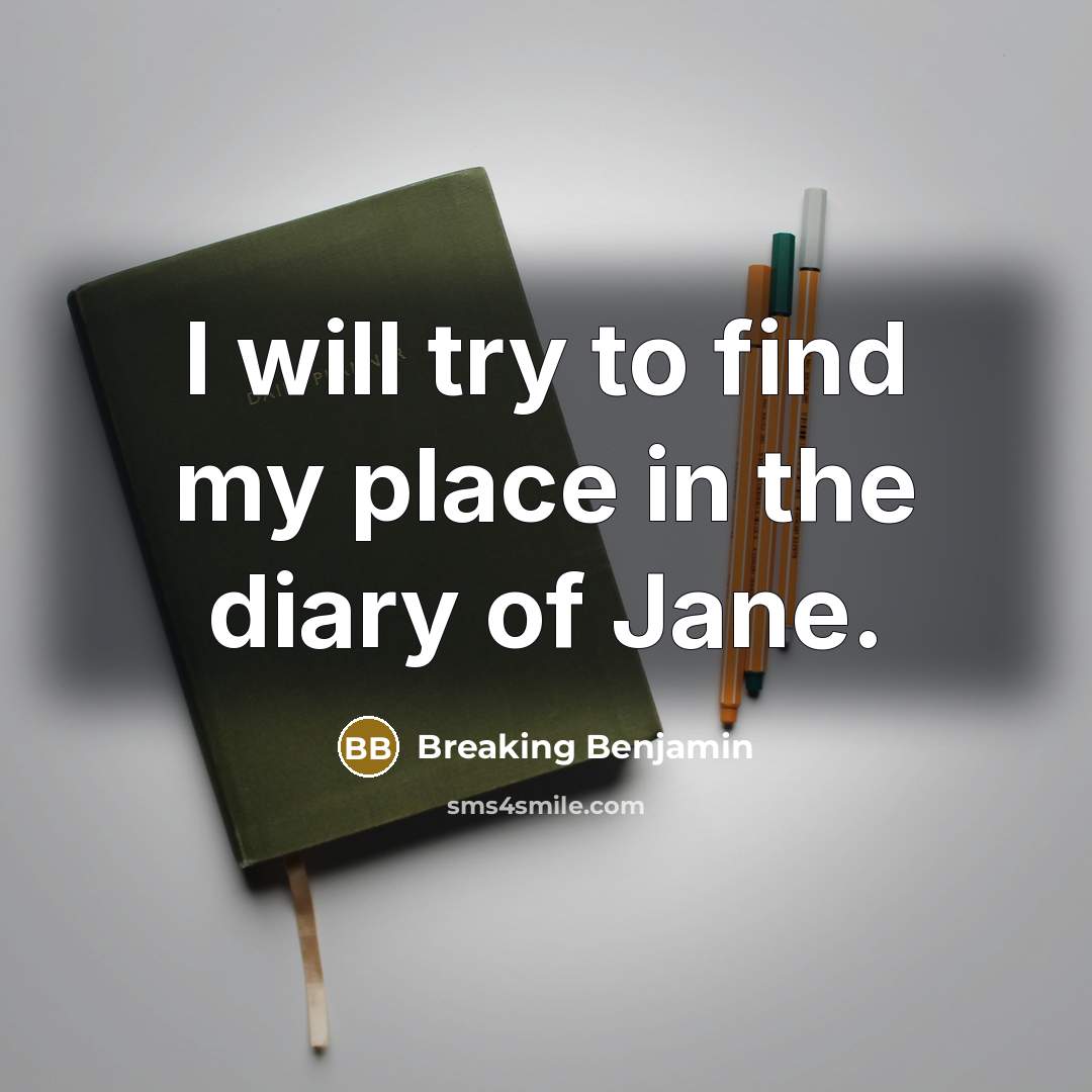“I will try to find my place in the diary…” quote by Breaking Benjamin