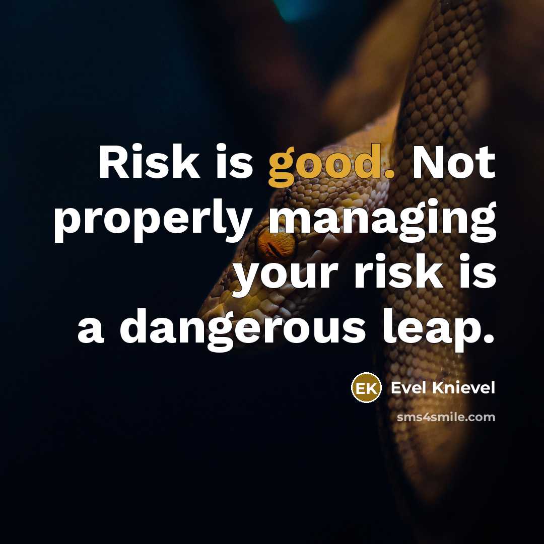 “Risk is good. Not properly managing your risk is a…” quote by Evel Knievel