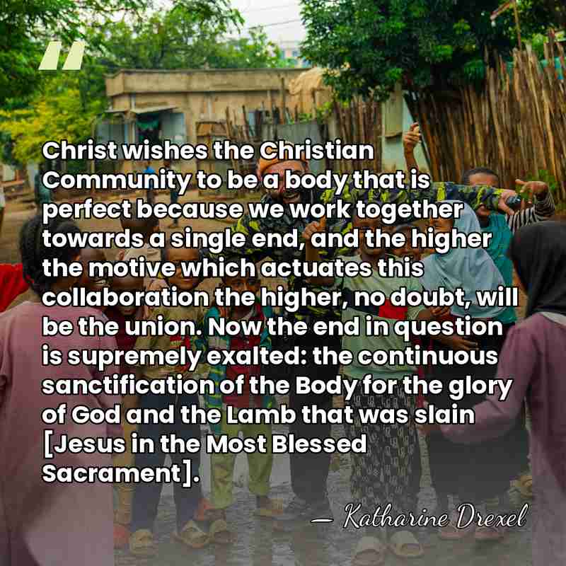 Christ wishes the Christian Community to be a body that is perfect&hellip; - Katharine Drexel