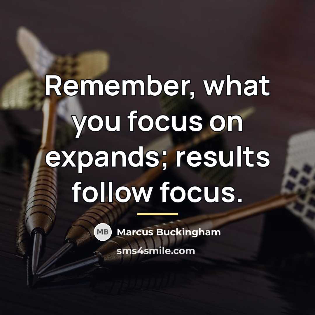 “Remember, what you focus on expands; results follow focus.…” quote by Marcus Buckingham