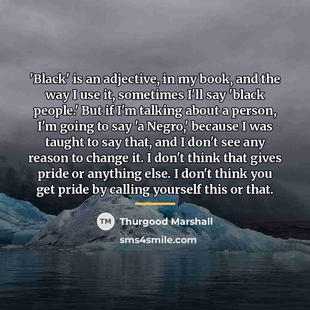 “'Black' is an adjective, in my book, and the way…” quote by Thurgood Marshall