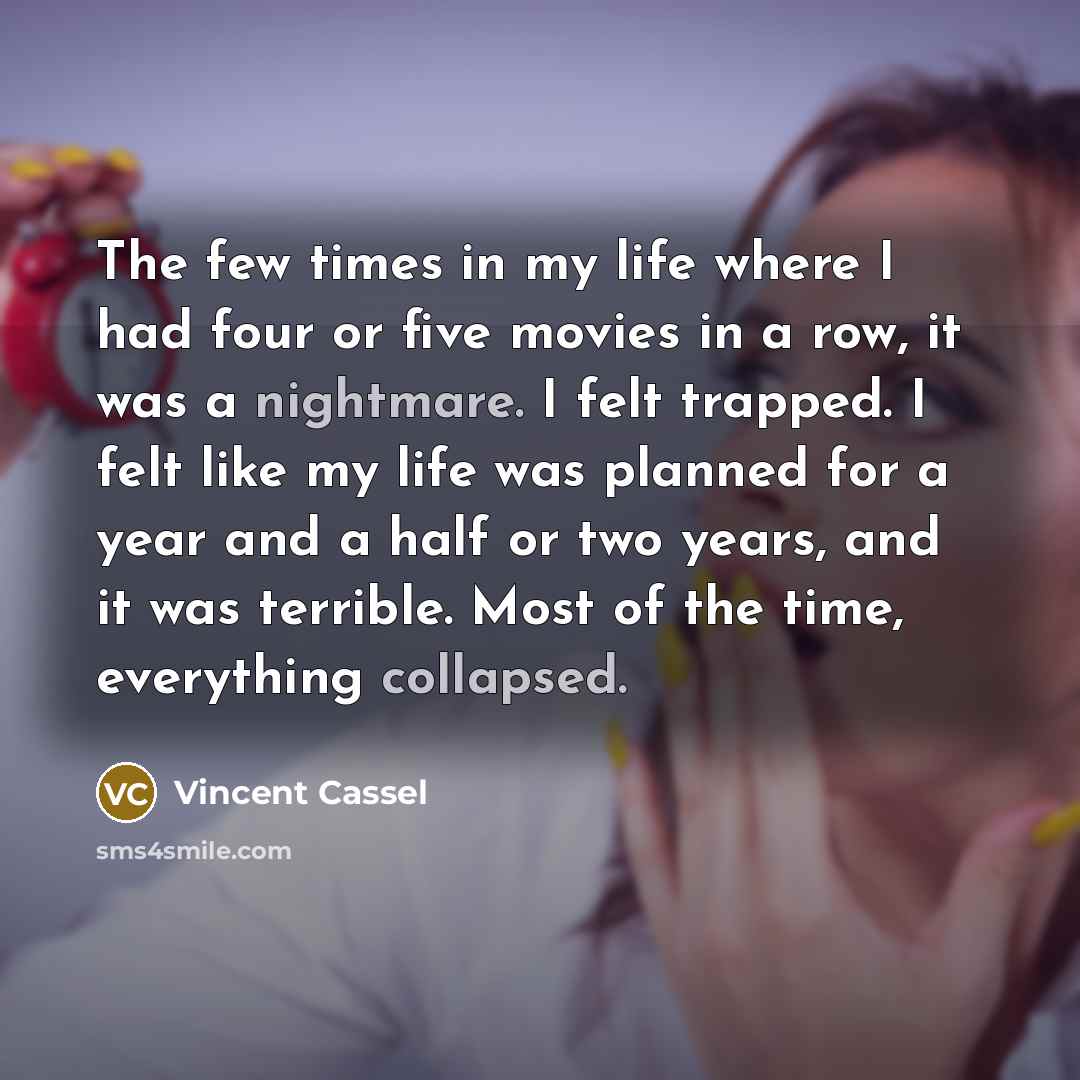 “The few times in my life where I had four…” quote by Vincent Cassel