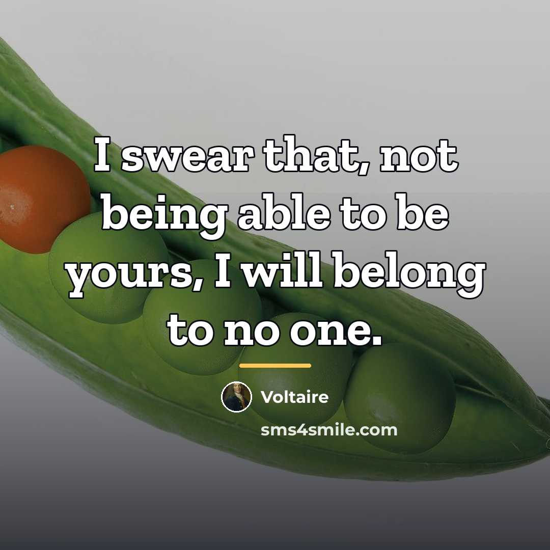 “I swear that, not being able to be yours, I…” quote by Voltaire