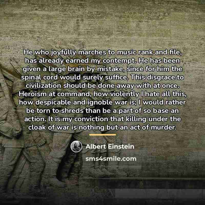 “He who joyfully marches to music rank and file, has…” quote by Albert Einstein