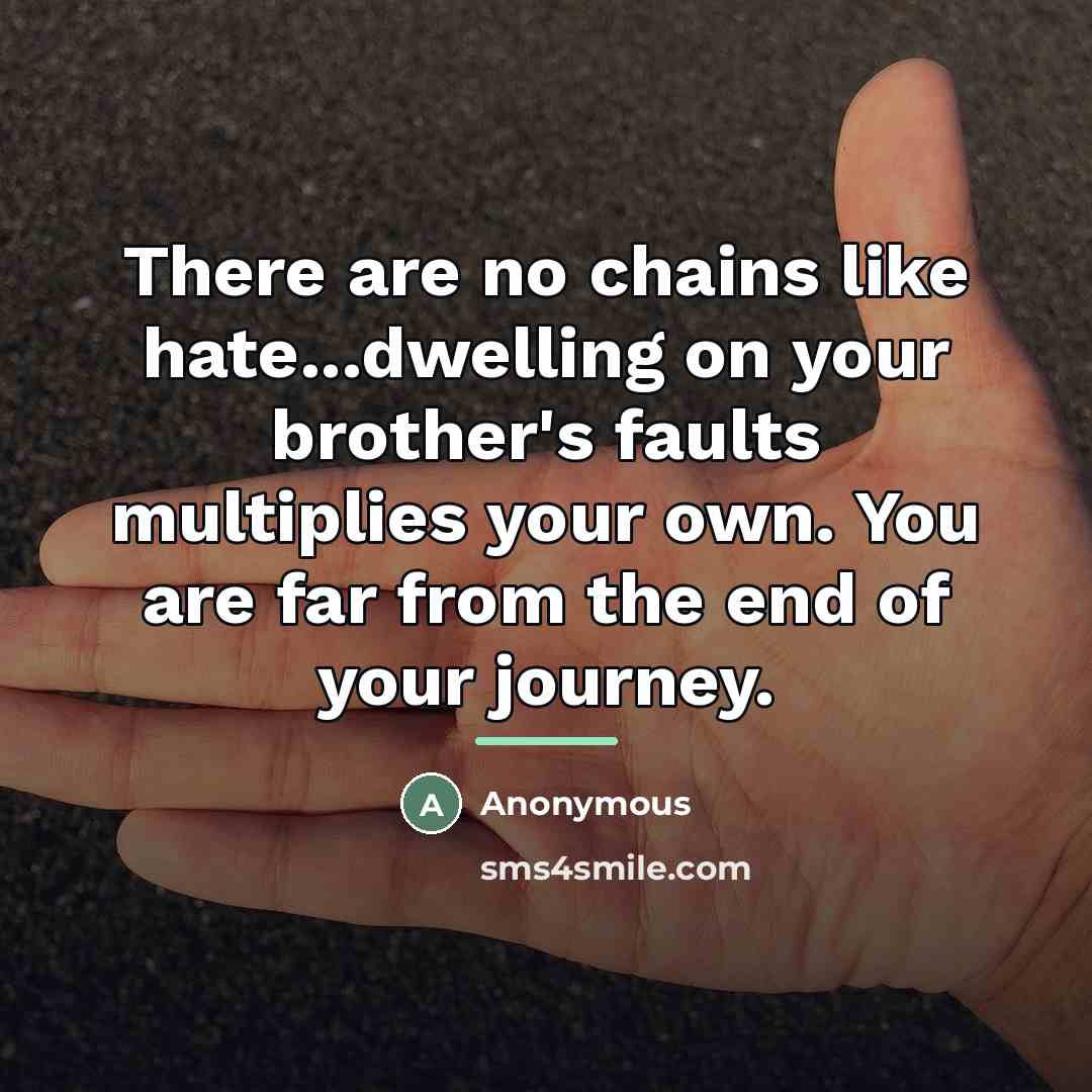 “There are no chains like hate...dwelling on your brother's faults…” quote by Anonymous