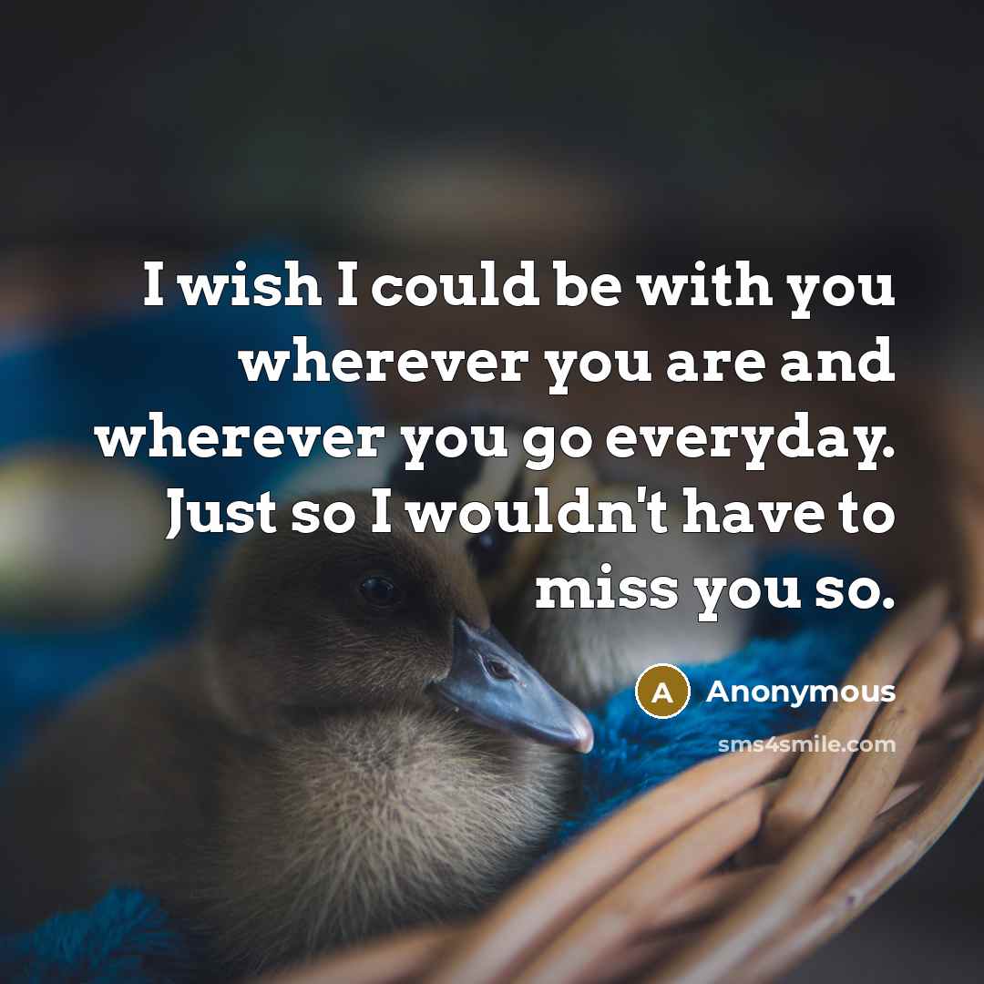 “I wish I could be with you wherever you are…” quote by Anonymous