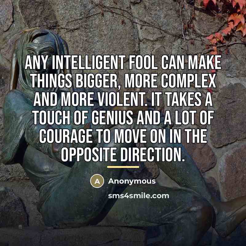 “Any intelligent fool can make things bigger, more complex and…” quote by Anonymous