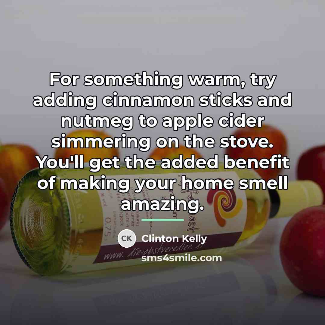 “For something warm, try adding cinnamon sticks and nutmeg to…” quote by Clinton Kelly
